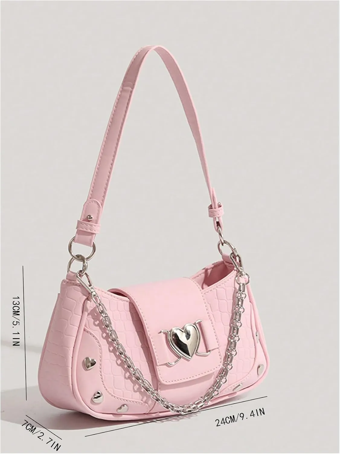 Verdusa Women's Y2k Studded PU Leather Hobo Handbag Mini Shoulder Bags Clutch Purse