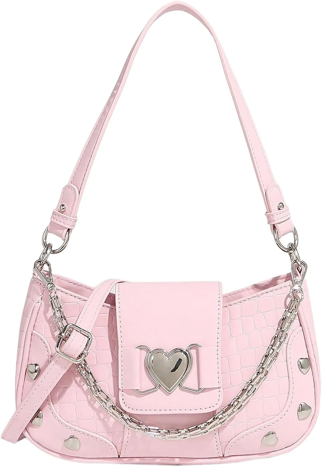 Verdusa Women's Y2k Studded PU Leather Hobo Handbag Mini Shoulder Bags Clutch Purse