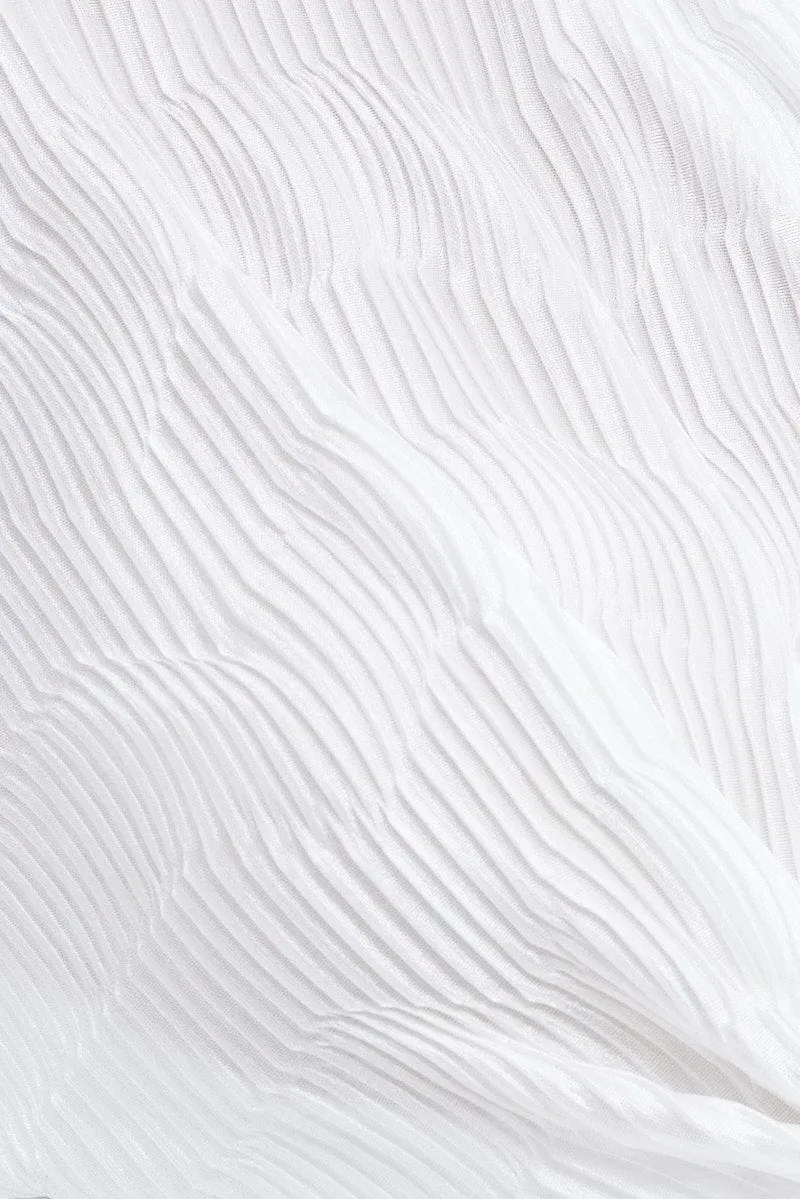 White Relaxed Shirts Long Sleeve Plisse
