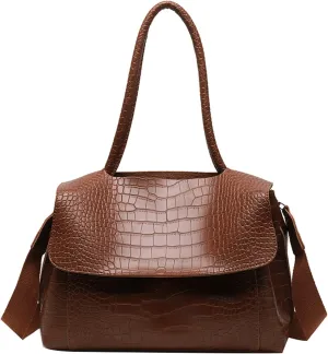 Women Vegan Leather Snake-Embossed Satchel Handbags Fashion Simple Leather Tote Bag Top Handle Large Shoulder Bags
