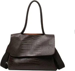 Women Vegan Leather Snake-Embossed Satchel Handbags Fashion Simple Leather Tote Bag Top Handle Large Shoulder Bags