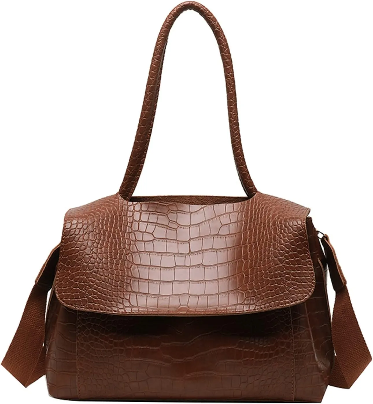 Women Vegan Leather Snake-Embossed Satchel Handbags Fashion Simple Leather Tote Bag Top Handle Large Shoulder Bags