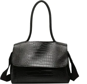 Women Vegan Leather Snake-Embossed Satchel Handbags Fashion Simple Leather Tote Bag Top Handle Large Shoulder Bags