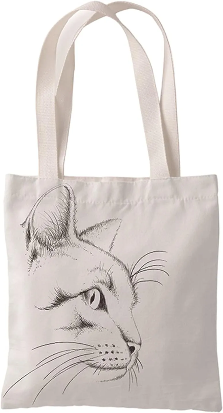 Women's Canvas Cat Print Shoulder Bag - Cat Graphic Hobo Crossbody Handbag