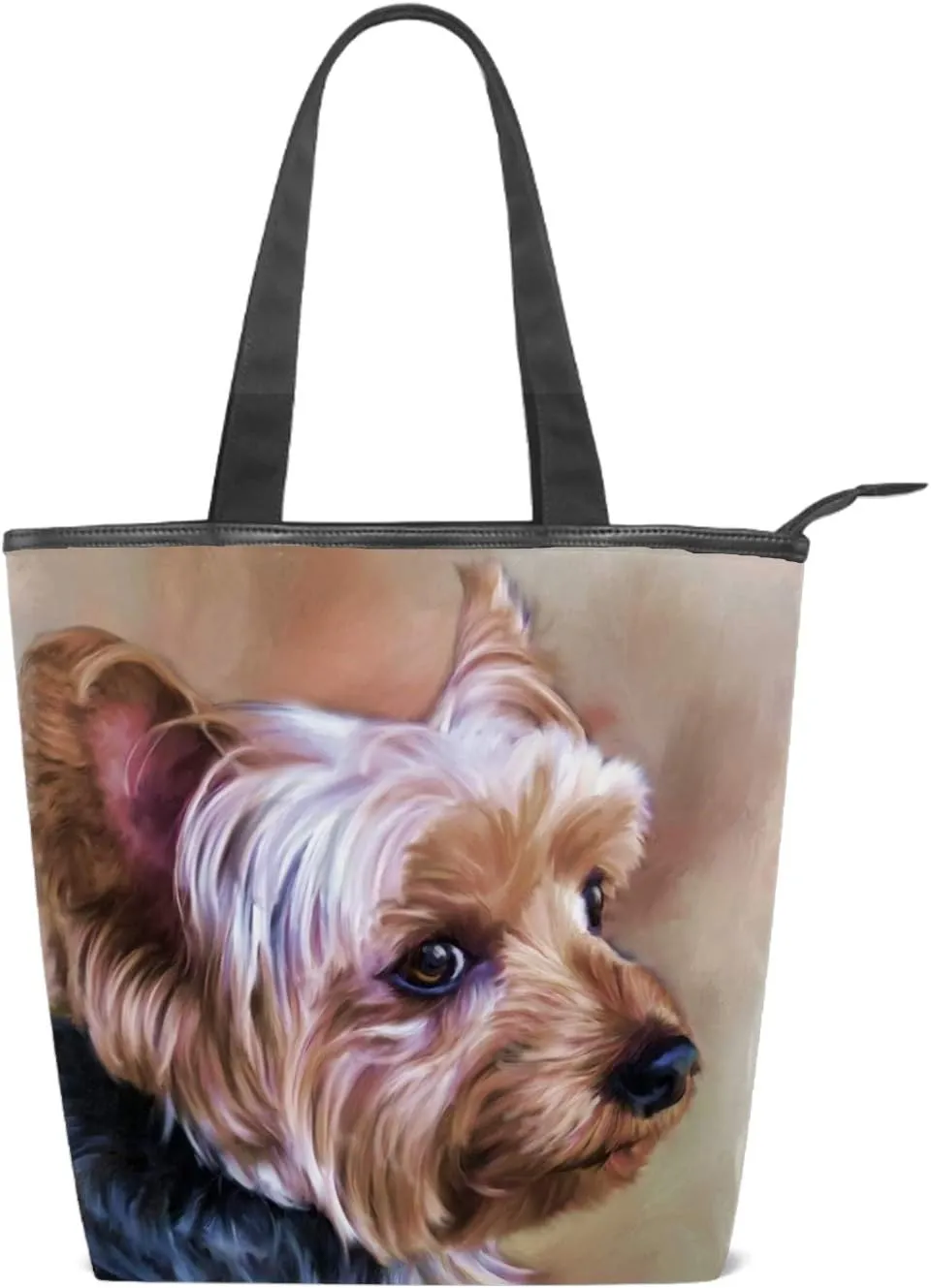 Women's Canvas Shoulder Tote Handbag, Yorkie Dog Travel Handbags for Shopper, Daily Purse Tote Bag One Size