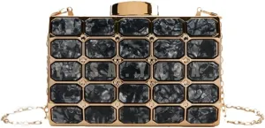 Womens Chic Evening Clutch Bag Acrylic Shoulder Purse Mini Totes Handbag Satchel with Chain Dinner Party Wedding