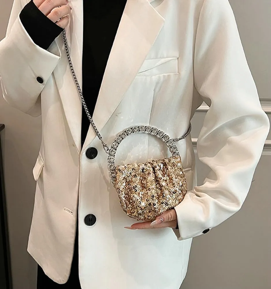 Womens Rhinestone Evening Clutch Bag Y2k Shinny Sequin Cloud Purse Mini Totes Handbag Satchel Dinner Party Wedding