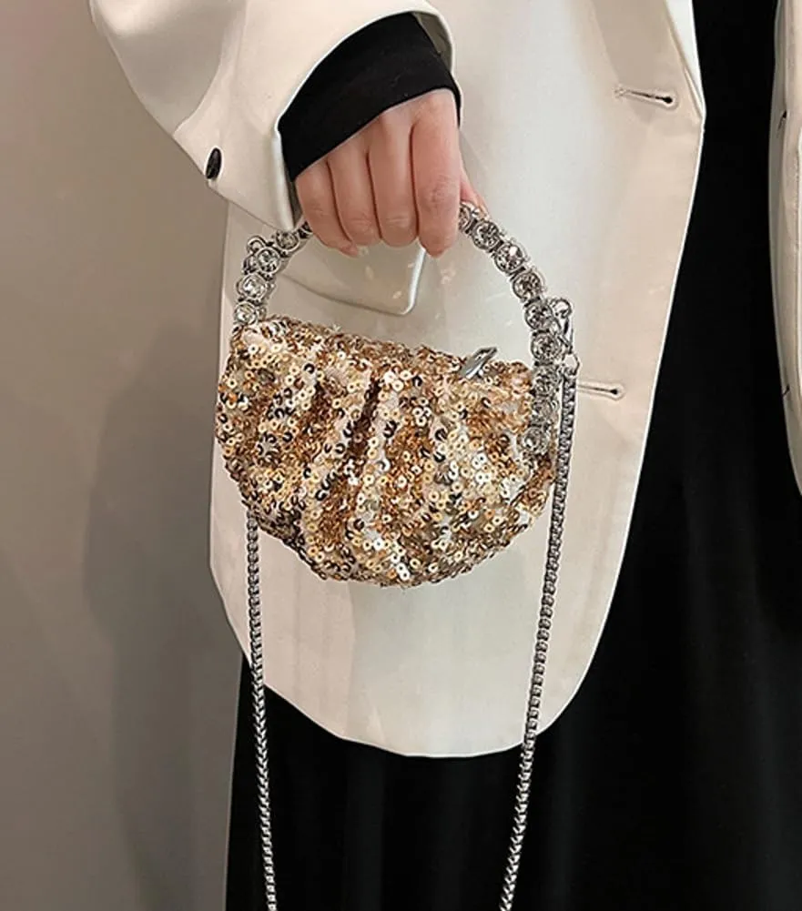 Womens Rhinestone Evening Clutch Bag Y2k Shinny Sequin Cloud Purse Mini Totes Handbag Satchel Dinner Party Wedding