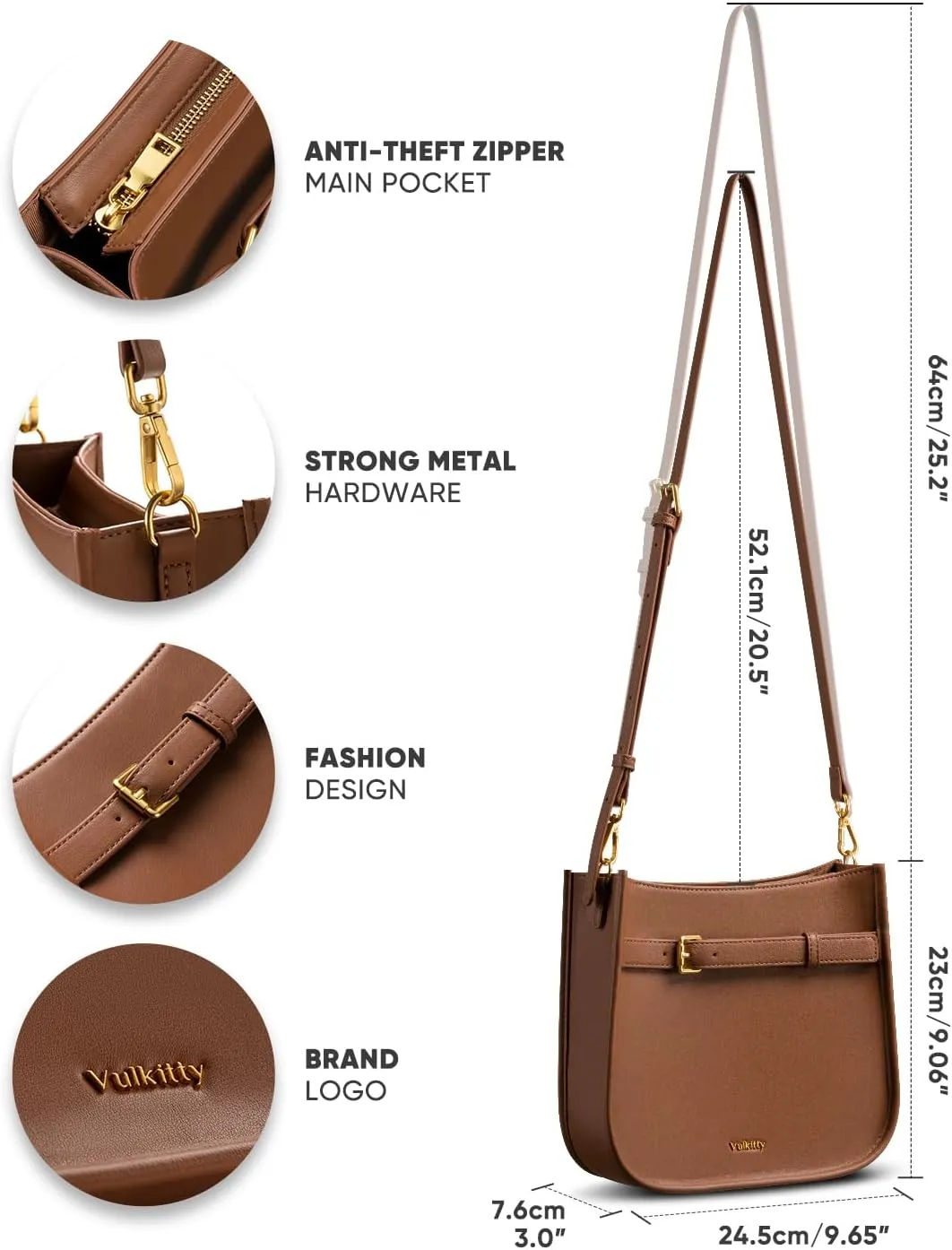 Women's Shoulder Bag Handbags Soft Leather Hobo Crossbody Bag Shoulder Purse for Women with Adjustable Strap
