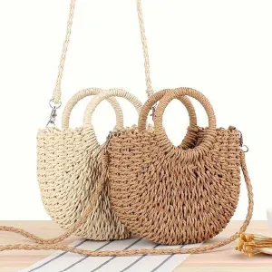 Women's Straw Woven Crossbody Bag,-حقيبة كروس بودي