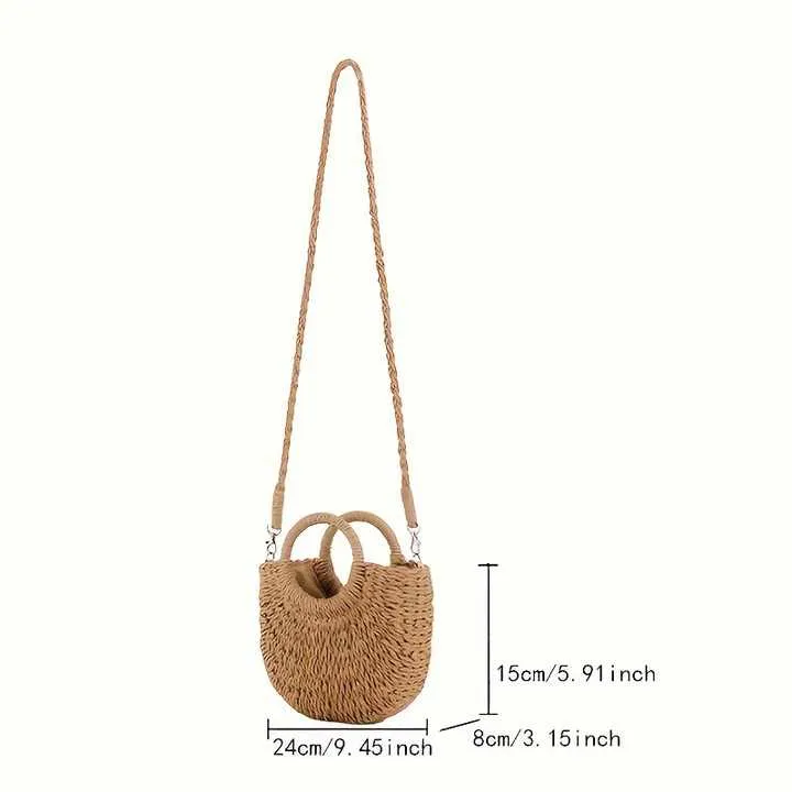 Women's Straw Woven Crossbody Bag,-حقيبة كروس بودي