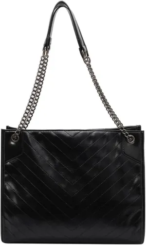Women's Trendy Vegan Leather Shoulder Crossbody Bag Large Totes Bucket Bag Handbag Top Handle Purse Satchel with Chain
