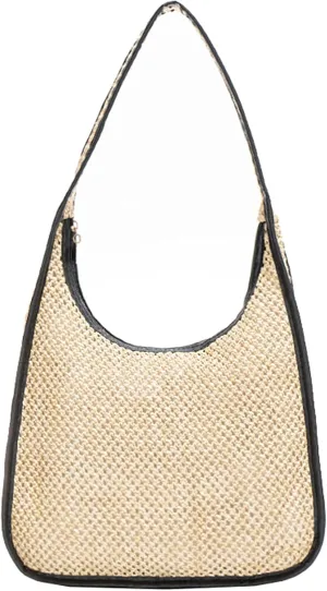 Woven Casual Tote Bags Shoulder Bag Small Beach Straw Bag for Women Hobo Handbags for daily use and Outdoor Vacation
