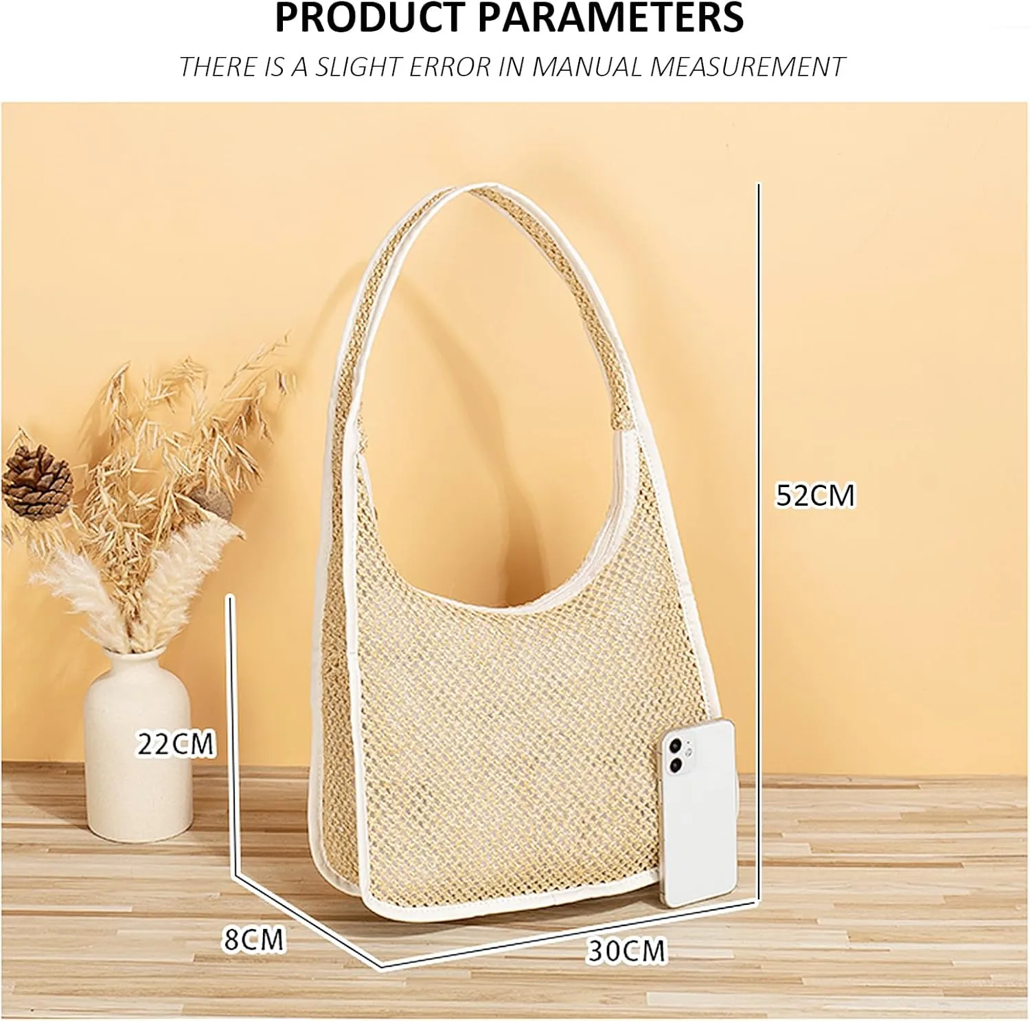 Woven Casual Tote Bags Shoulder Bag Small Beach Straw Bag for Women Hobo Handbags for daily use and Outdoor Vacation
