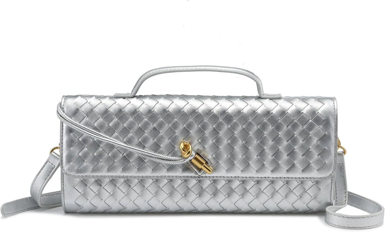 Woven Clutch Purses for Women, PU Leather Shoulder Crossbody Evening Bag Satchel Handbag for Formal, Wedding, Party