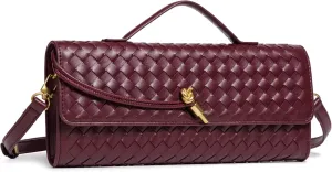 Woven Clutch Purses for Women, PU Leather Shoulder Crossbody Evening Bag Satchel Handbag for Formal, Wedding, Party