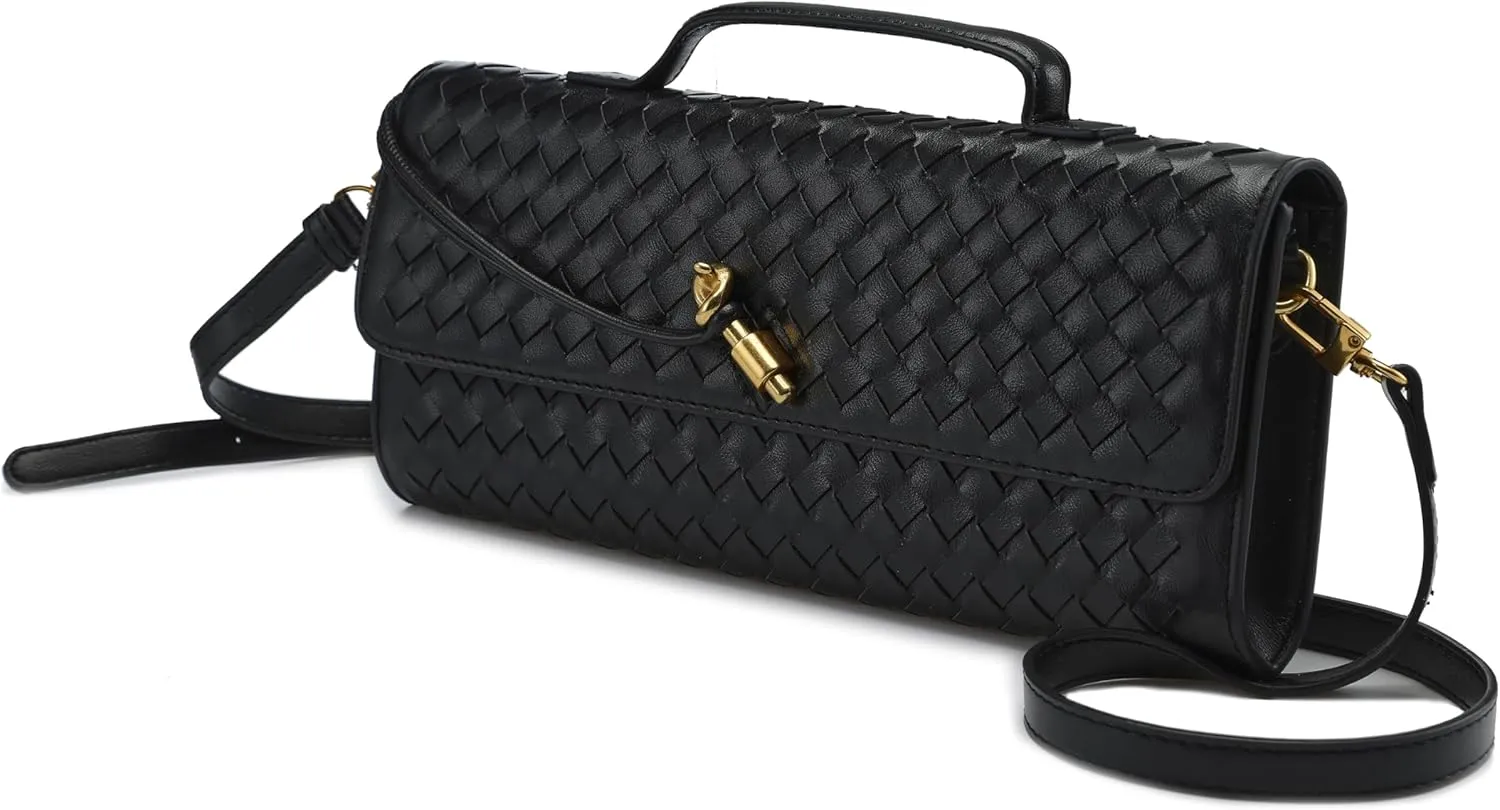 Woven Clutch Purses for Women, PU Leather Shoulder Crossbody Evening Bag Satchel Handbag for Formal, Wedding, Party