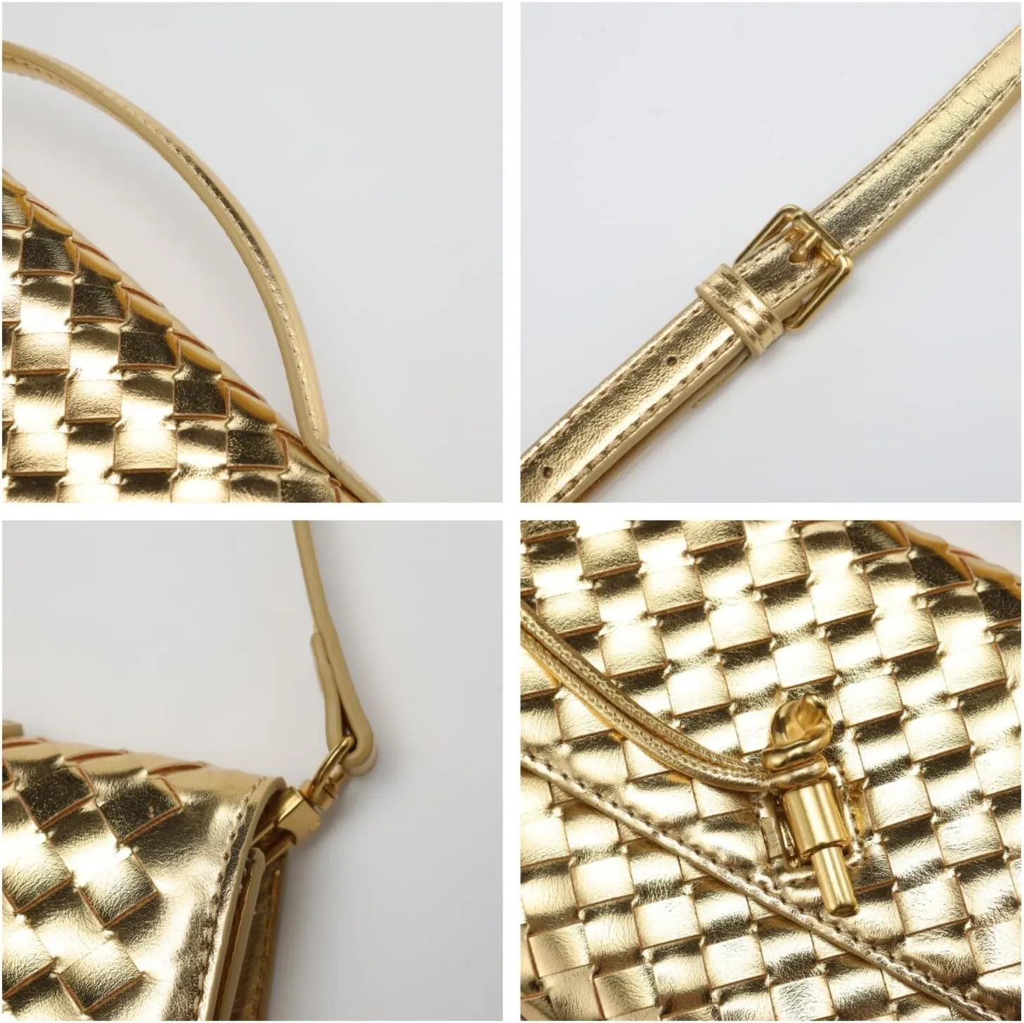 Woven Clutch Purses for Women, PU Leather Shoulder Crossbody Evening Bag Satchel Handbag for Formal, Wedding, Party