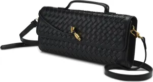 Woven Clutch Purses for Women, PU Leather Shoulder Crossbody Evening Bag Satchel Handbag for Formal, Wedding, Party