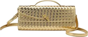 Woven Clutch Purses for Women, PU Leather Shoulder Crossbody Evening Bag Satchel Handbag for Formal, Wedding, Party