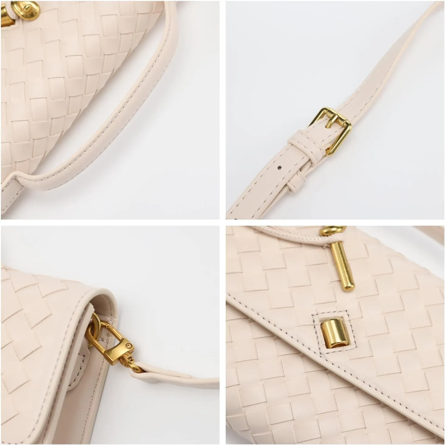Woven Clutch Purses for Women, PU Leather Shoulder Crossbody Evening Bag Satchel Handbag for Formal, Wedding, Party