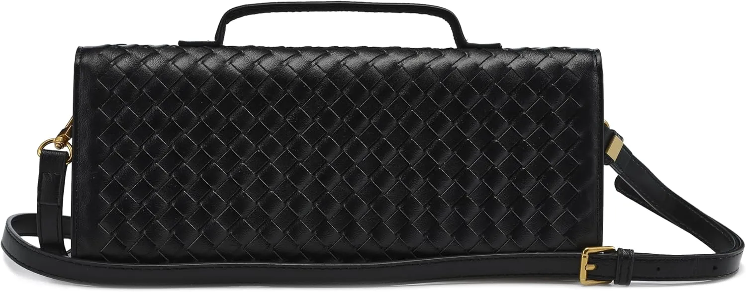 Woven Clutch Purses for Women, PU Leather Shoulder Crossbody Evening Bag Satchel Handbag for Formal, Wedding, Party