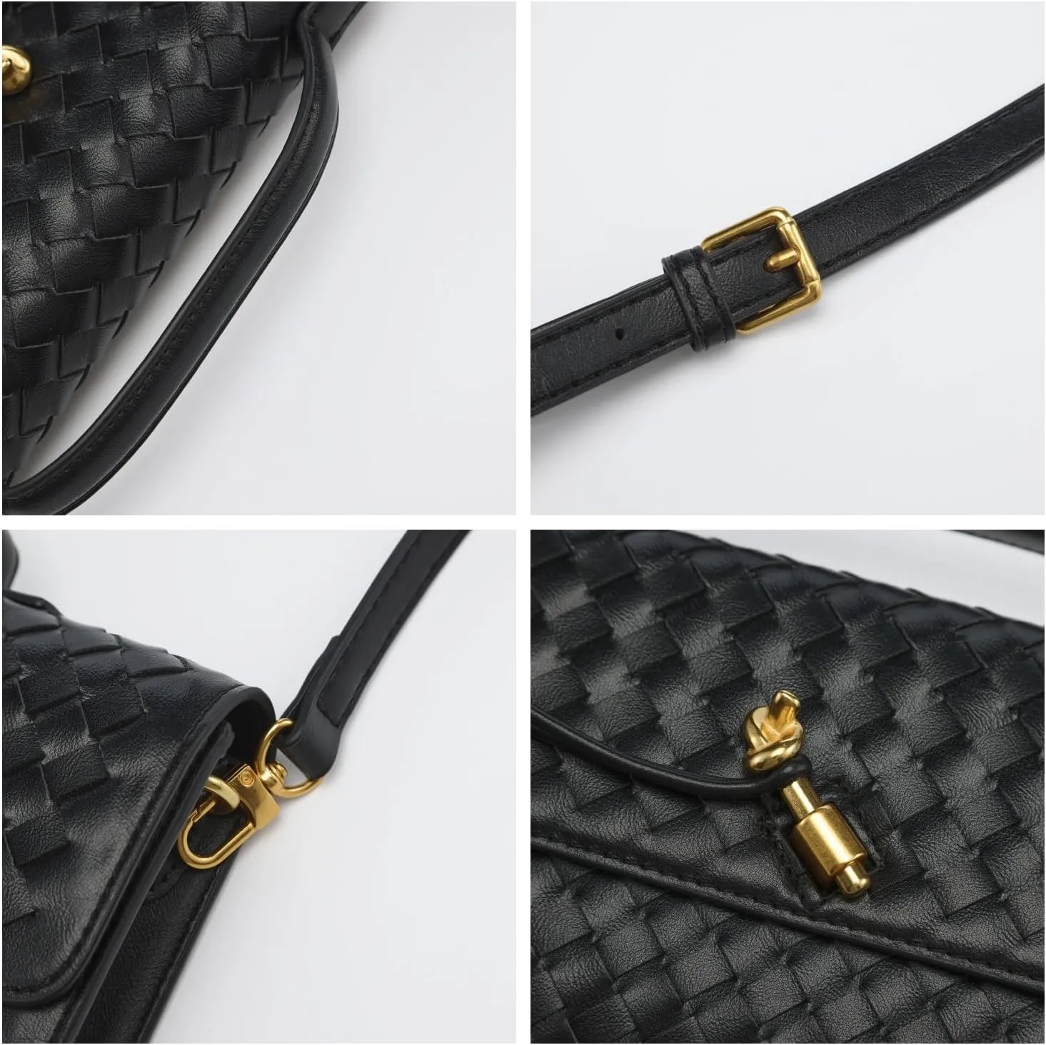Woven Clutch Purses for Women, PU Leather Shoulder Crossbody Evening Bag Satchel Handbag for Formal, Wedding, Party
