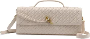Woven Clutch Purses for Women, PU Leather Shoulder Crossbody Evening Bag Satchel Handbag for Formal, Wedding, Party