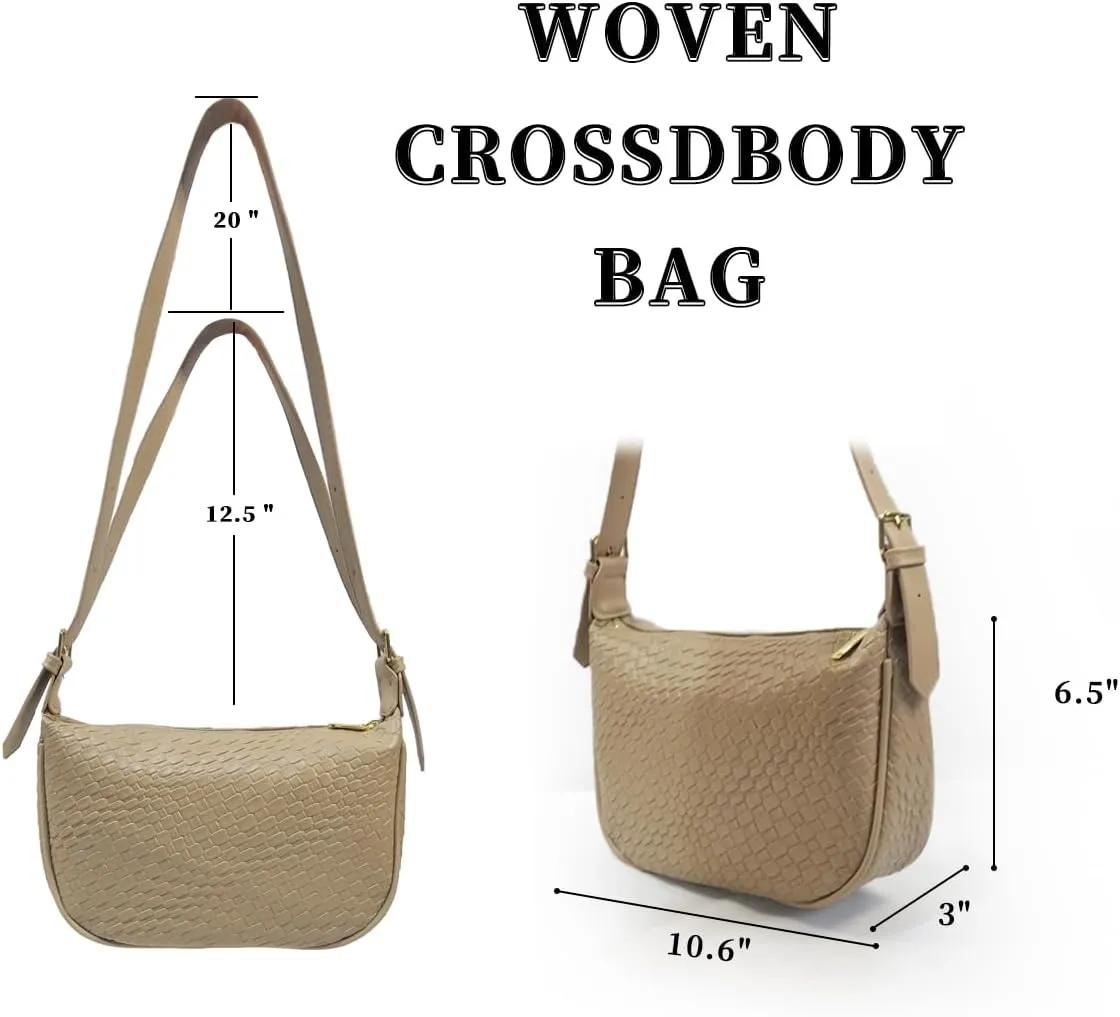Woven Crossbody Bags for Women Hobo Purses for Womenblack shoulder bag with Adjustable Strap