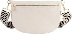 Woven Crossbody Bags for Women Leather Belt Bum Sling Purse Fanny Waist Pack Chest Shoulder Bag for Women-Cream