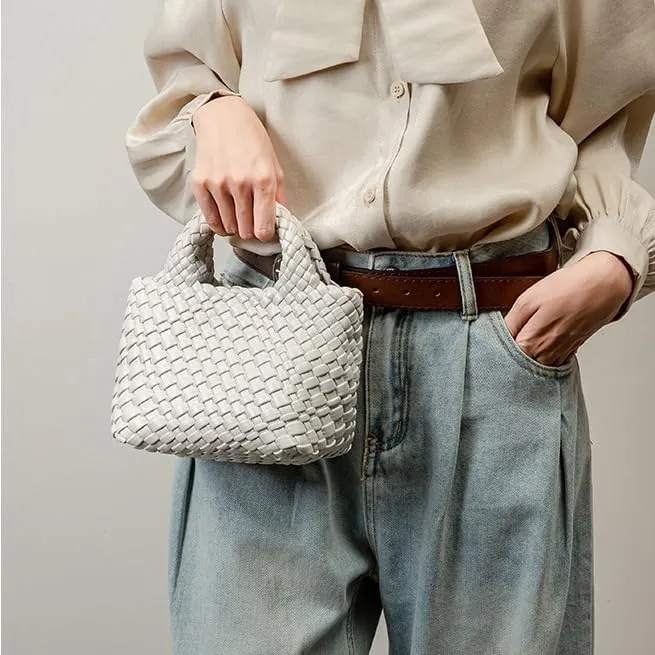 Woven Crossbody Bags for Women Leather Top-handle Woven Tote Bag Quilted Braided Purse Underarm Bucket Bag Purse Set