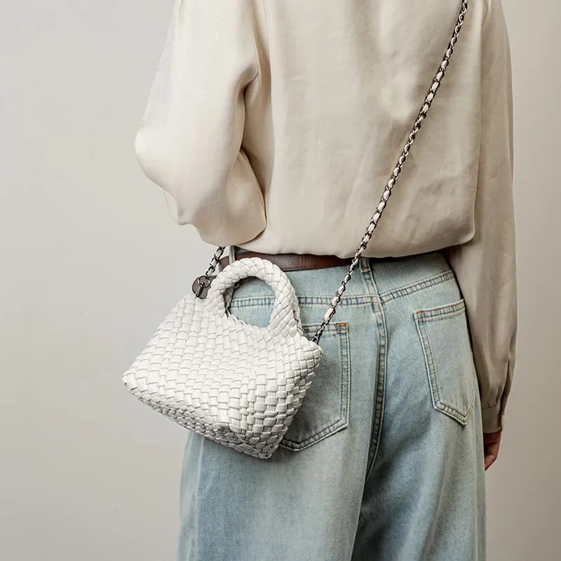 Woven Crossbody Bags for Women Leather Top-handle Woven Tote Bag Quilted Braided Purse Underarm Bucket Bag Purse Set