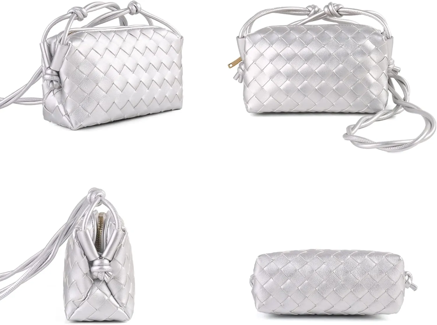 Woven Crossbody Bags For Women, Small Handmade Purse Clutch Shoulderbag Handbag, Zipper Closure