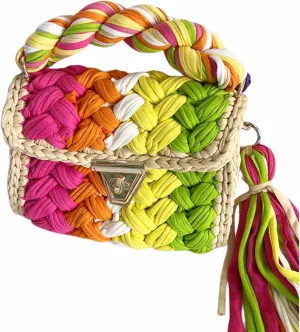 Woven Purse Evening Bag Y2K Handmade Crochet Bags for Women Woven Handbag Colorful Purse Evening Clutch Tassels