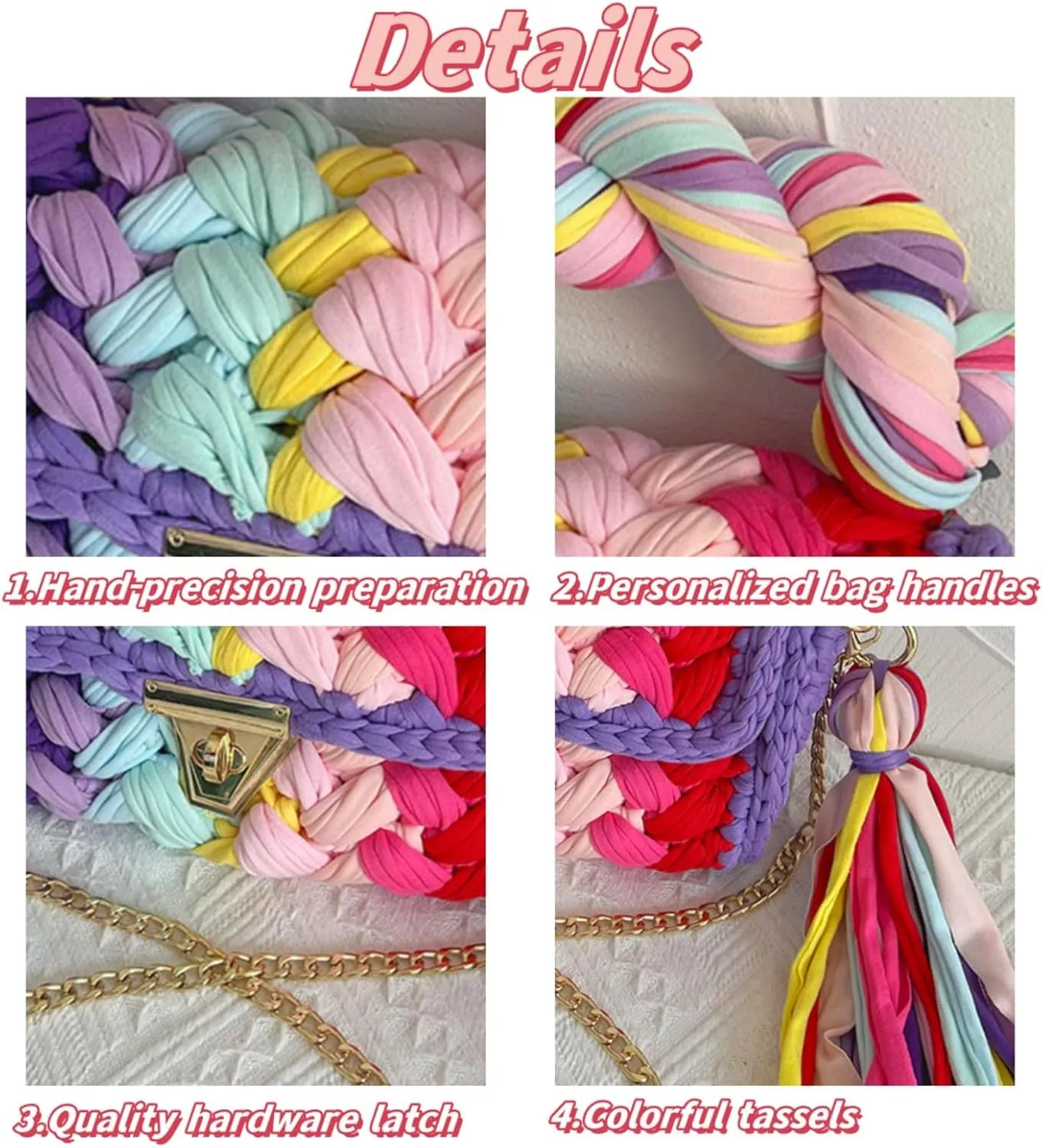 Woven Purse Evening Bag Y2K Handmade Crochet Bags for Women Woven Handbag Colorful Purse Evening Clutch Tassels