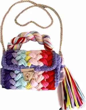 Woven Purse Evening Bag Y2K Handmade Crochet Bags for Women Woven Handbag Colorful Purse Evening Clutch Tassels
