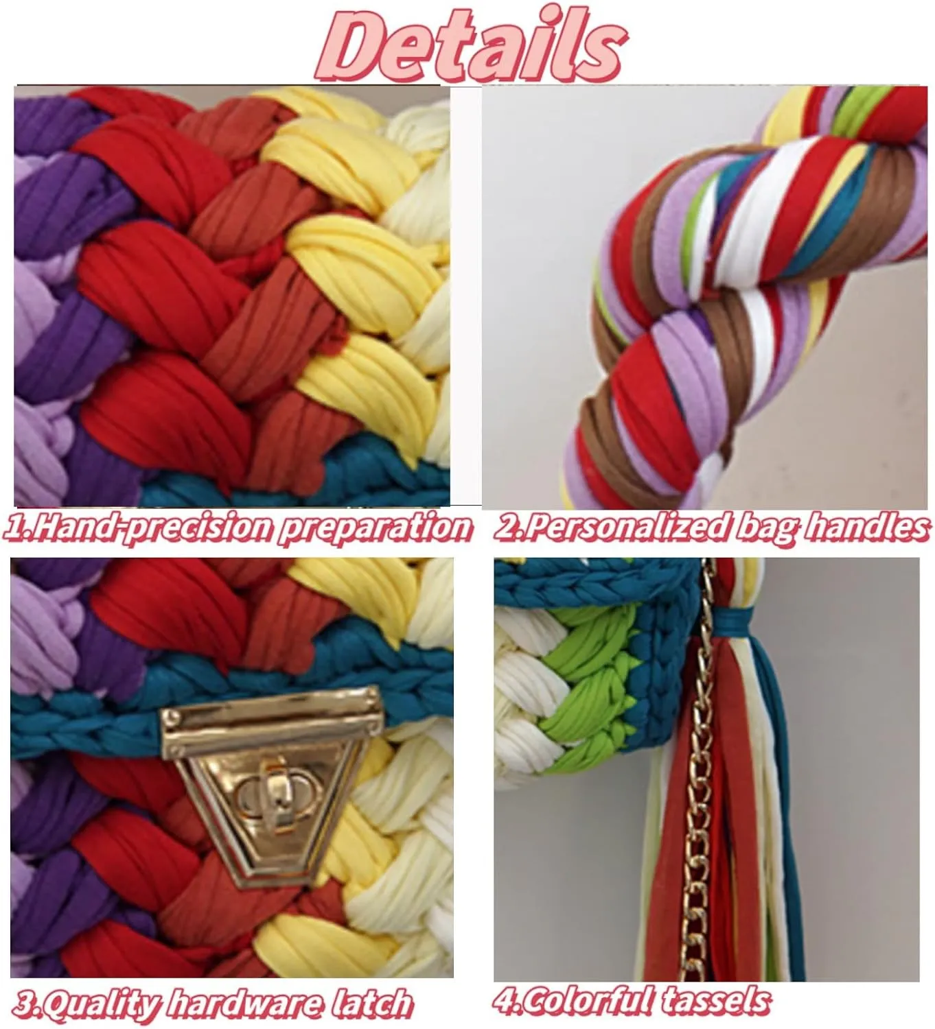 Woven Purse Evening Bag Y2K Handmade Crochet Bags for Women Woven Handbag Colorful Purse Evening Clutch Tassels