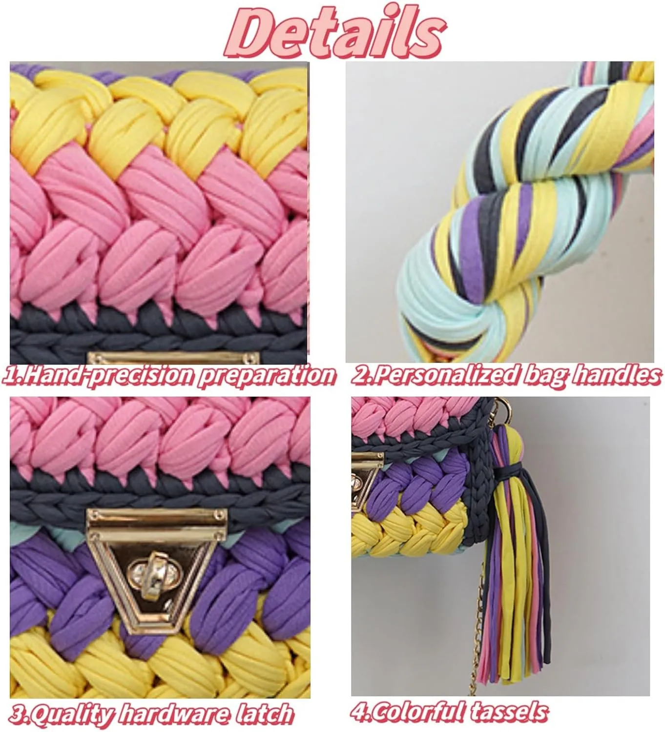 Woven Purse Evening Bag Y2K Handmade Crochet Bags for Women Woven Handbag Colorful Purse Evening Clutch Tassels