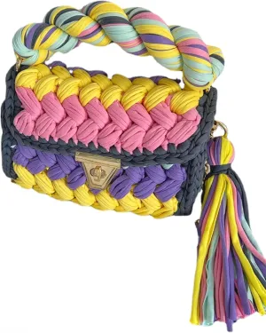 Woven Purse Evening Bag Y2K Handmade Crochet Bags for Women Woven Handbag Colorful Purse Evening Clutch Tassels