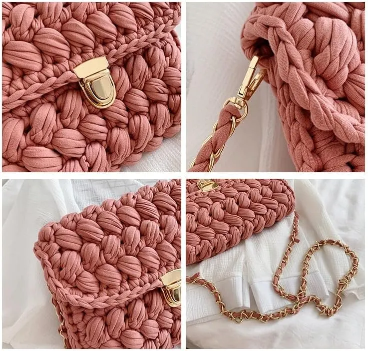 Woven Purse Evening Bag Y2K Handmade Crochet Bags for Women Woven Handbag Colorful Purse Evening Clutch