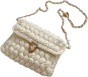 Woven Purse Evening Bag Y2K Handmade Crochet Bags for Women Woven Handbag Colorful Purse Evening Clutch