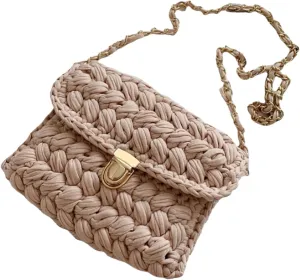 Woven Purse Evening Bag Y2K Handmade Crochet Bags for Women Woven Handbag Colorful Purse Evening Clutch